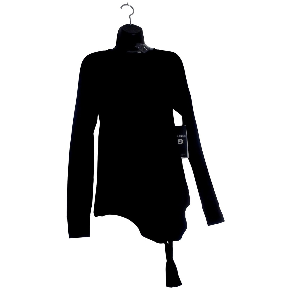 Glyder Womens Black Long Sleeve Asymmetrical Cinch Activewear Top XS New